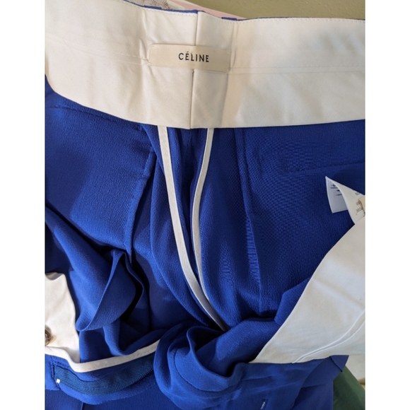 Celine Silk Royal Blue Dress Ankle Pants Size 40 - Picture 7 of 8
